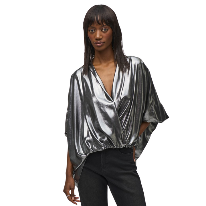 Joseph Ribkoff Metallic Wrap Top