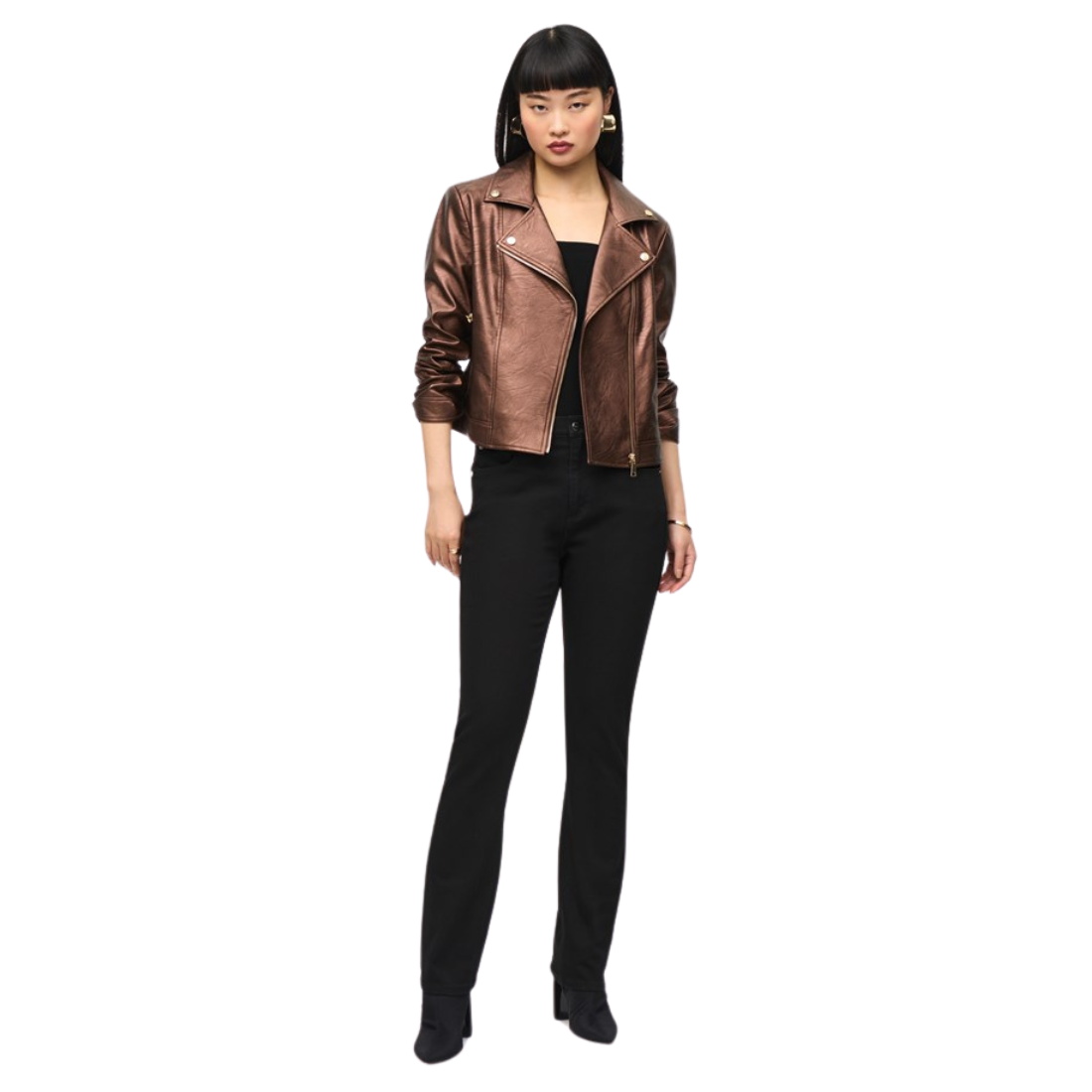 Joseph Ribkoff Metallic Biker Jacket Bronze