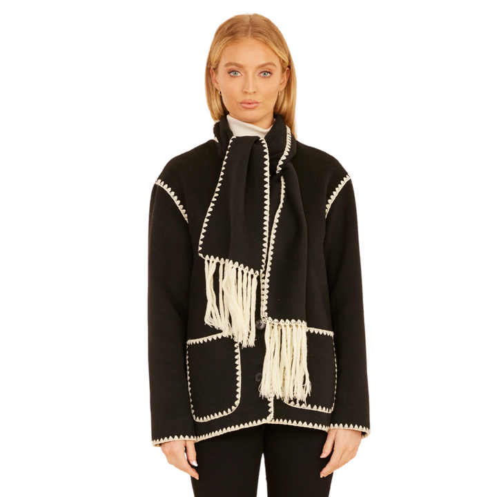 Dolce Cabo Whip Stitch Jacket With Scarf