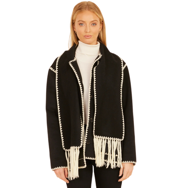 Dolce Cabo Whip Stitch Jacket With Scarf