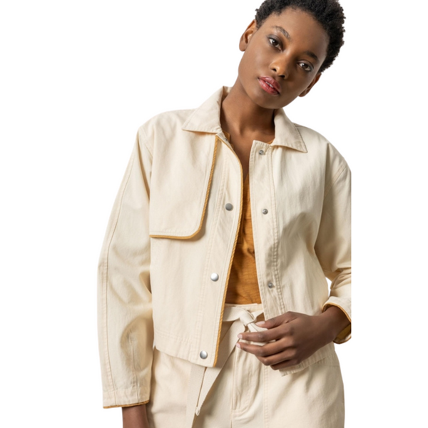 Lilla P Contrast Trim Jacket Alabaster