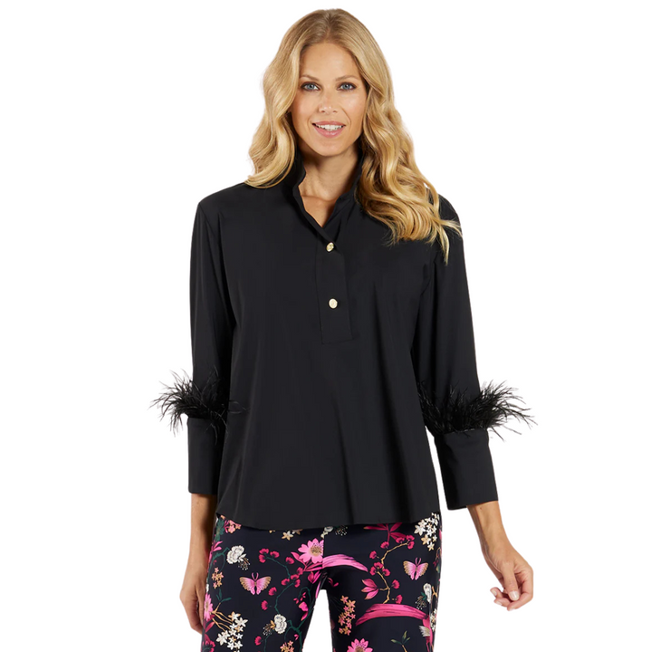 Jude Connally Belinda Top Black Feathers