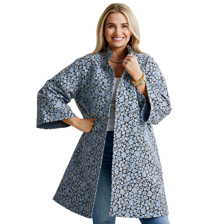 Caryn Lawn Floral Car Coat