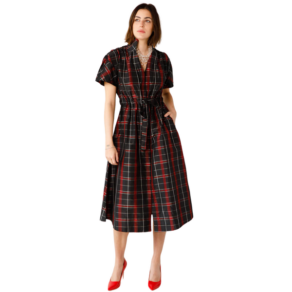 Holly Shae Bria Dress Black Taffeta Plaid