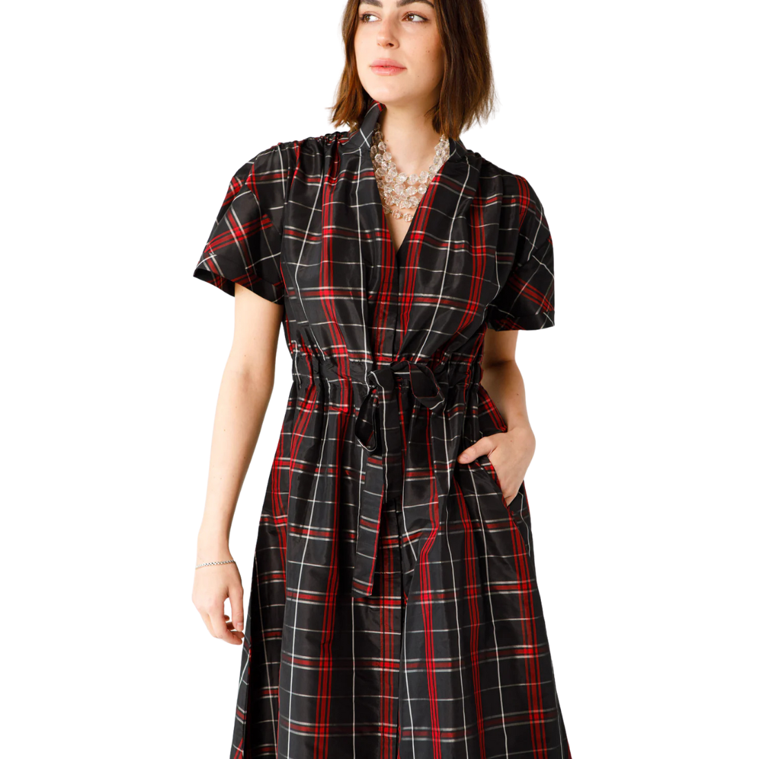 Holly Shae Bria Dress Black Taffeta Plaid