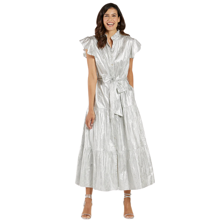 Jude Connally Mirabella Dress Silver Foil