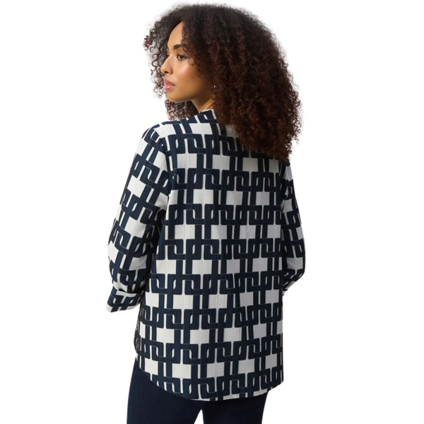 Joseph Ribkoff Geometric Jacquard Trapeze Jacket