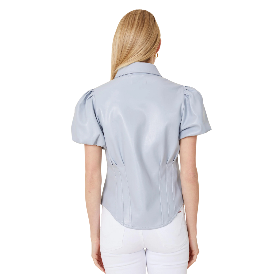 Dolce Cabo Faux Leather Button Top Blue