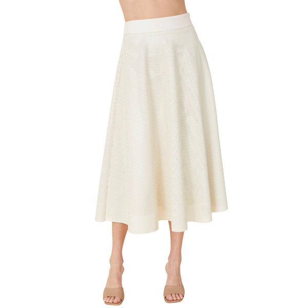 Dolce Cabo Perforated Long Skirt Creme