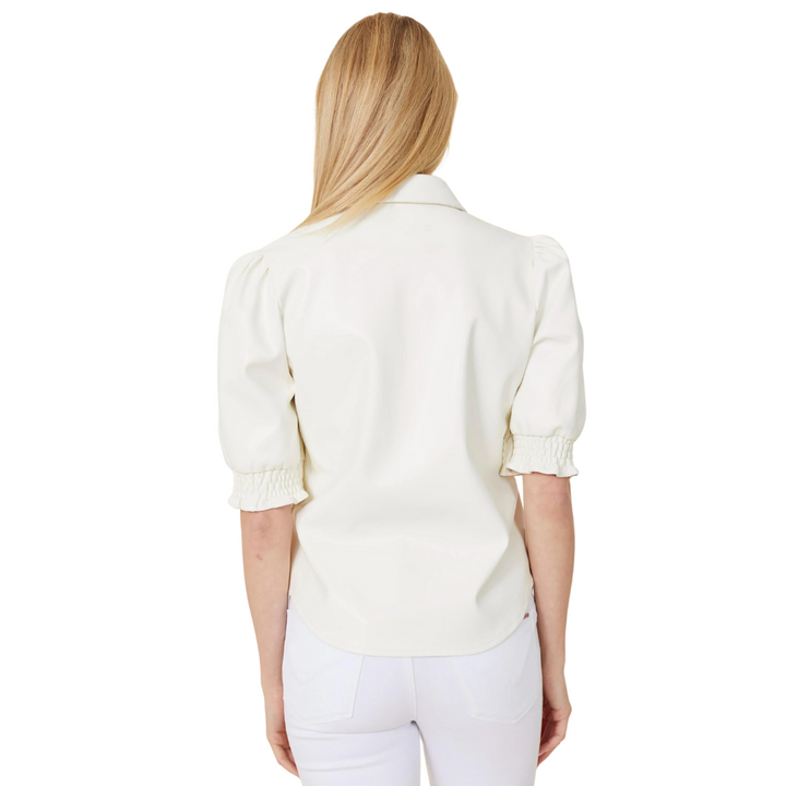 Dolce Cabo Banded Sleeve Top White