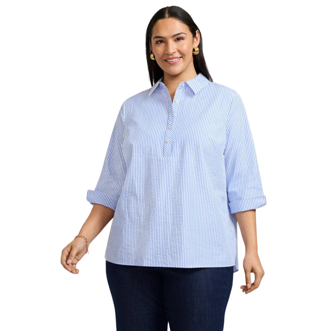 Foxcroft Therese Stripe Popover