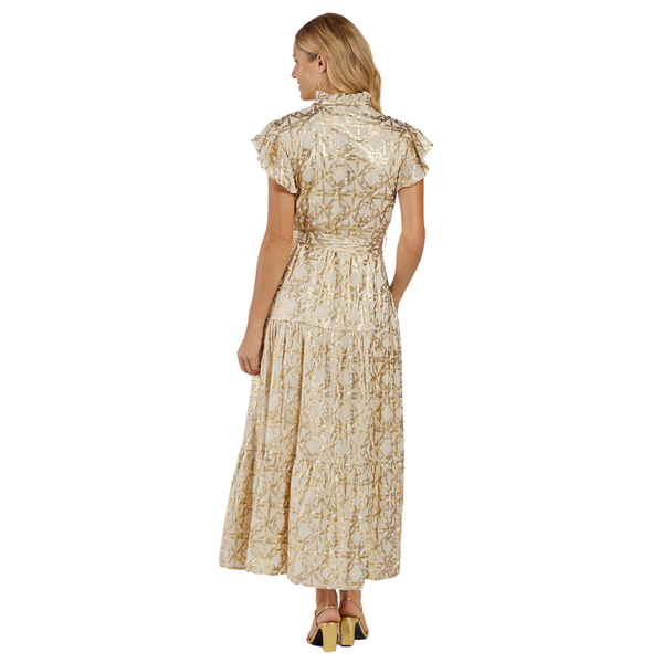 Jude Connally Mirabella Dress Bamboo Rattan Gold