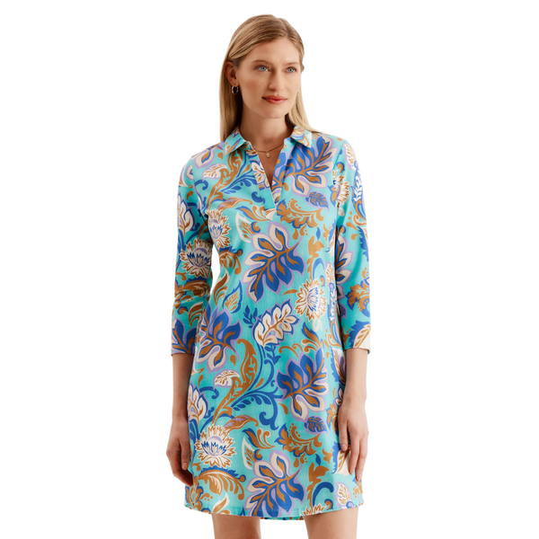 Tyler Boe Johnny Aqua Filigree Shirtdress