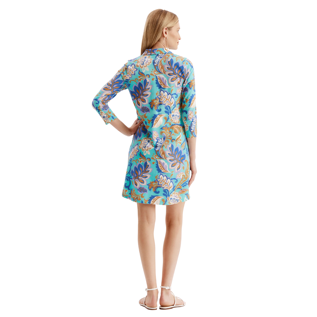 Tyler Boe Johnny Aqua Filigree Shirtdress