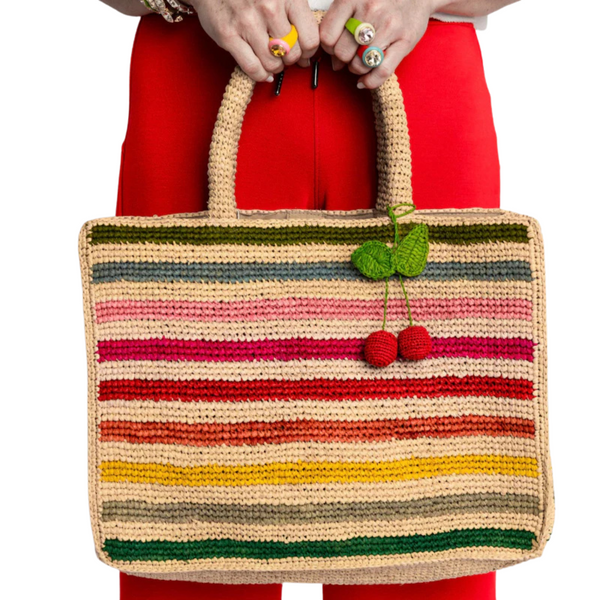 Baldiz Mae Rainbow Raffia Tote