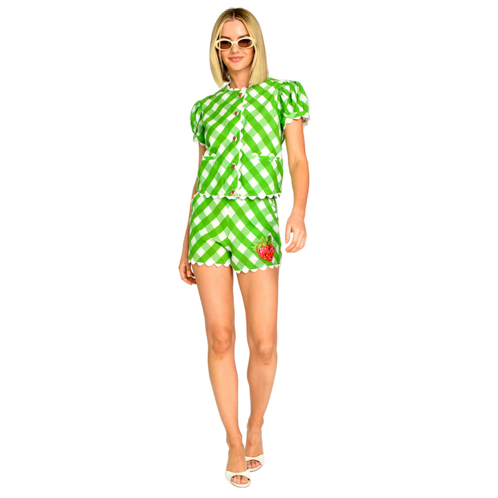 Elizabeth James Coco Top Green Gingham