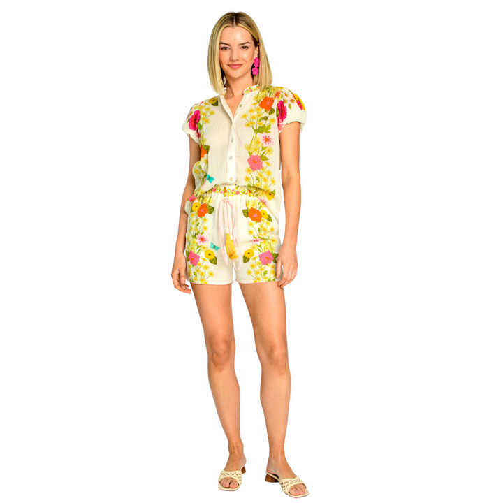 Elizabeth James Emily Top Wildflower Ivory