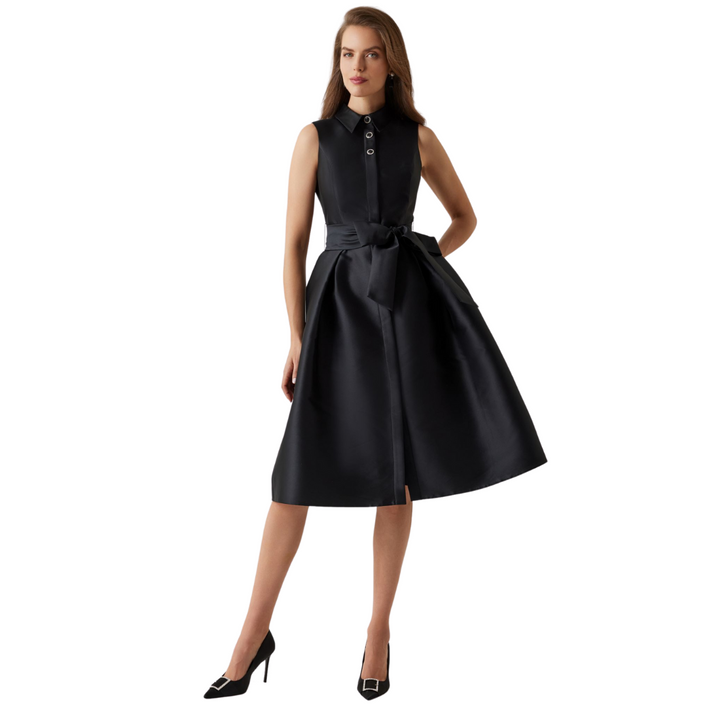 Teri Jon Mikado Sleeveless Shirt Dress