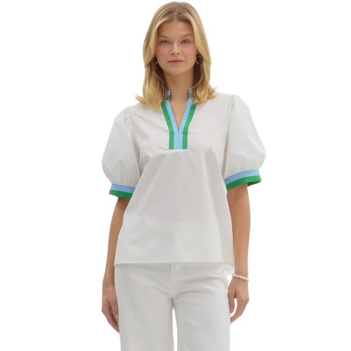 Carolyn Color Block Collar Top