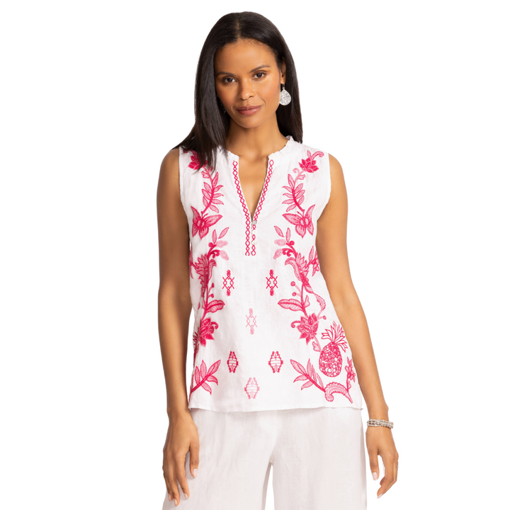 Johnny Was Linen Ruffle Tank Orla