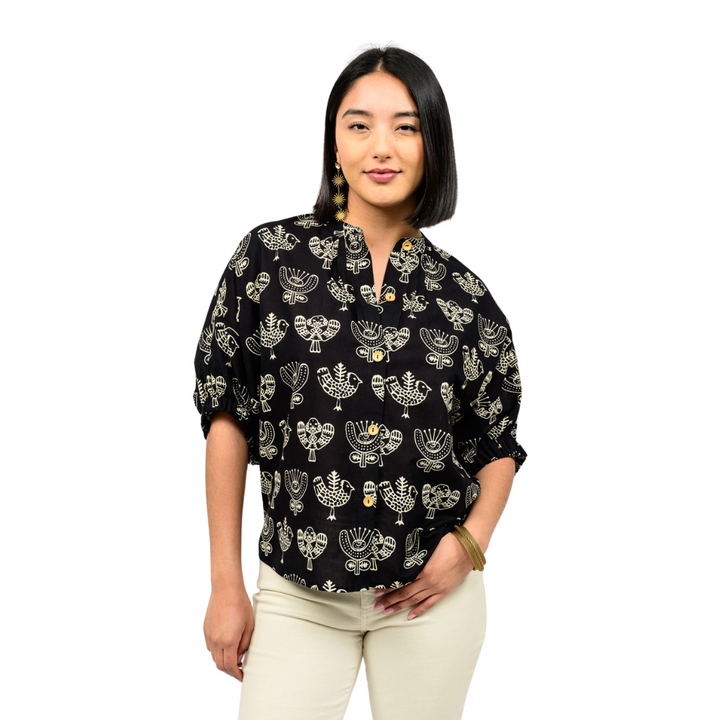 Ivy Jane Block Print Poncho Top