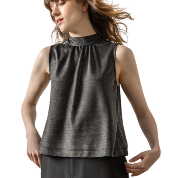 Lilla P Sparkle Sleeveless Mock Neck Top