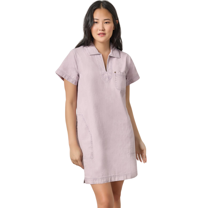 Lilla P Twill Neck Split Collared Dress