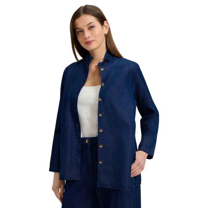 Foxcroft Carolina Shacket Dark Denim