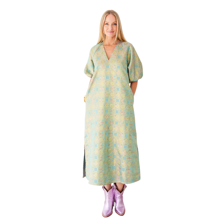Caryn Lawn Coco Dress Jacquard Lime