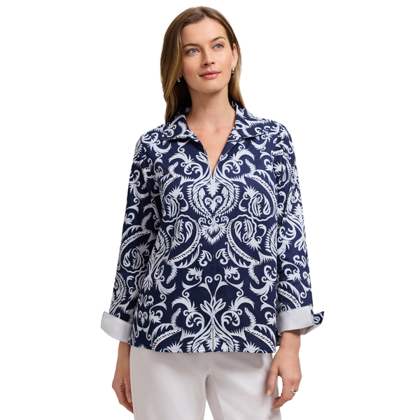 Foxcroft Agnes Damask Print Shirt