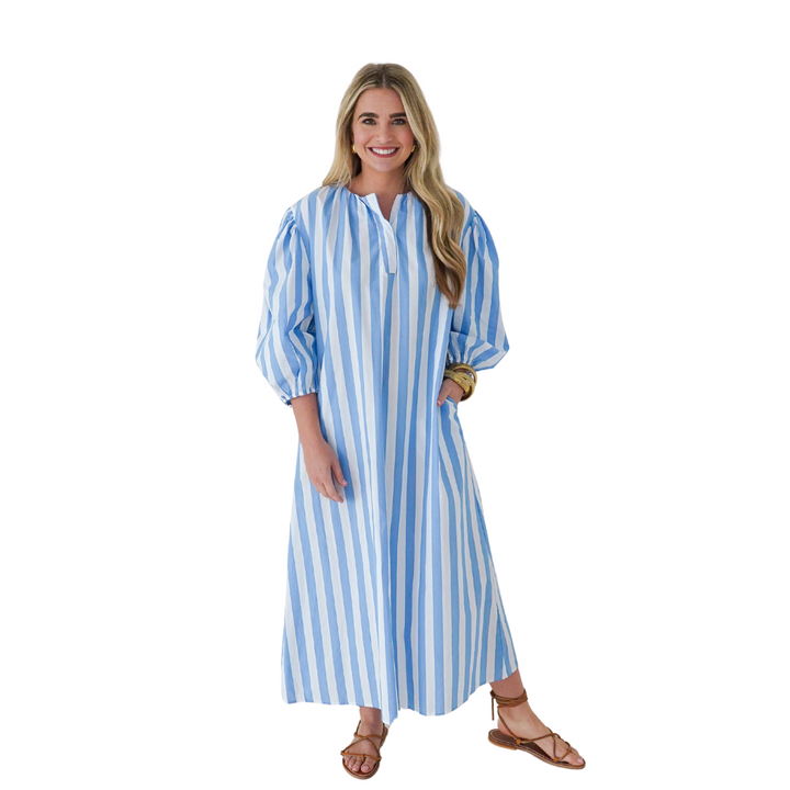 Caryn Lawn Cabana Dress Blue Stripe