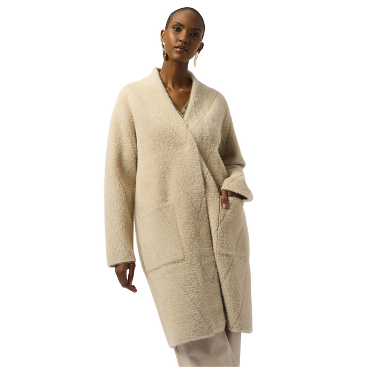 Joseph Ribkoff Feather Yarn Sweater Knit Coat