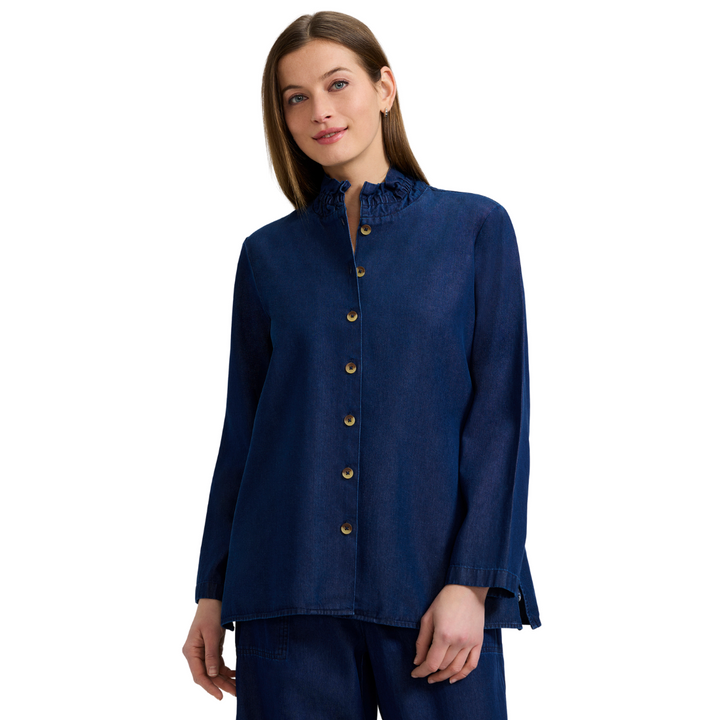 Foxcroft Carolina Shacket Dark Denim