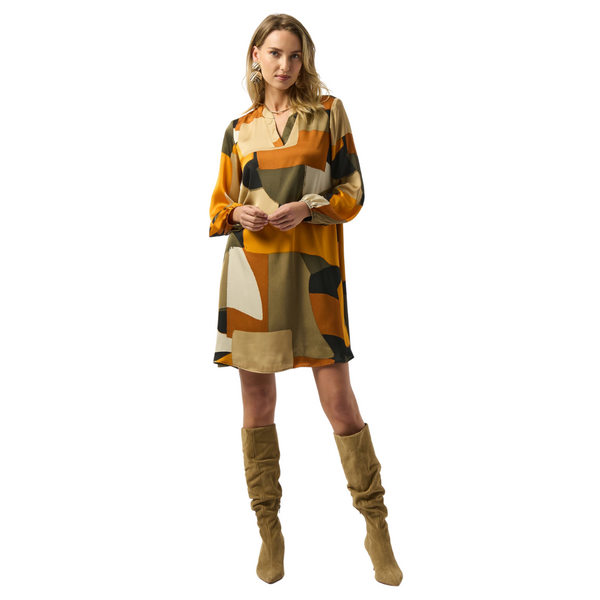 Joseph Ribkoff Satin Abstract Print Trapeze Dress