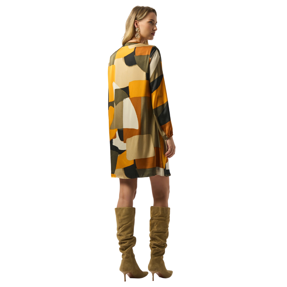 Joseph Ribkoff Satin Abstract Print Trapeze Dress