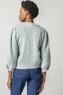 Lilla P Puff Sleeve Cardigan Sweater
