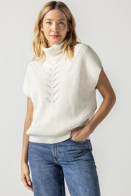 Lilla P Ribbed Poncho Sweater Ivory