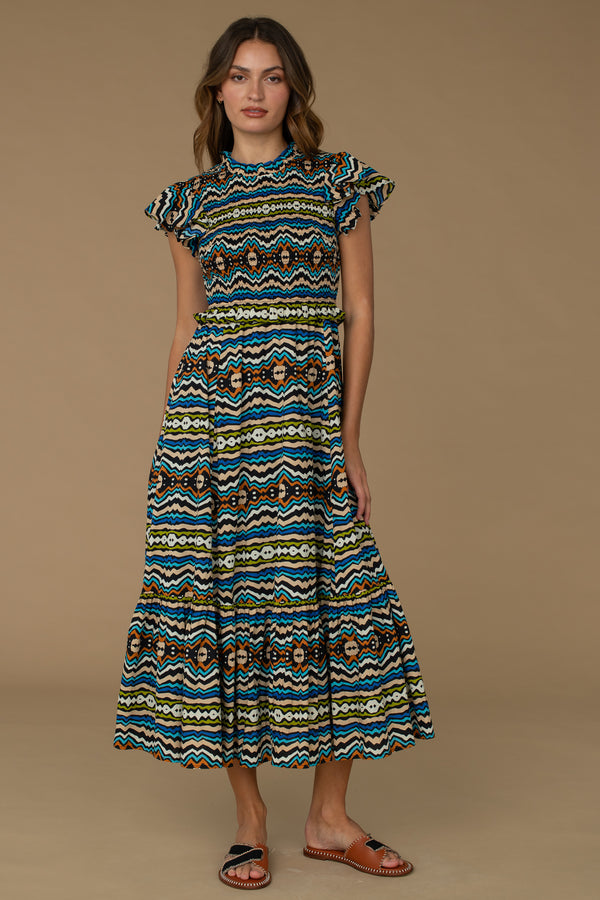 Elizabeth James Lila Dress Ikat Stripe