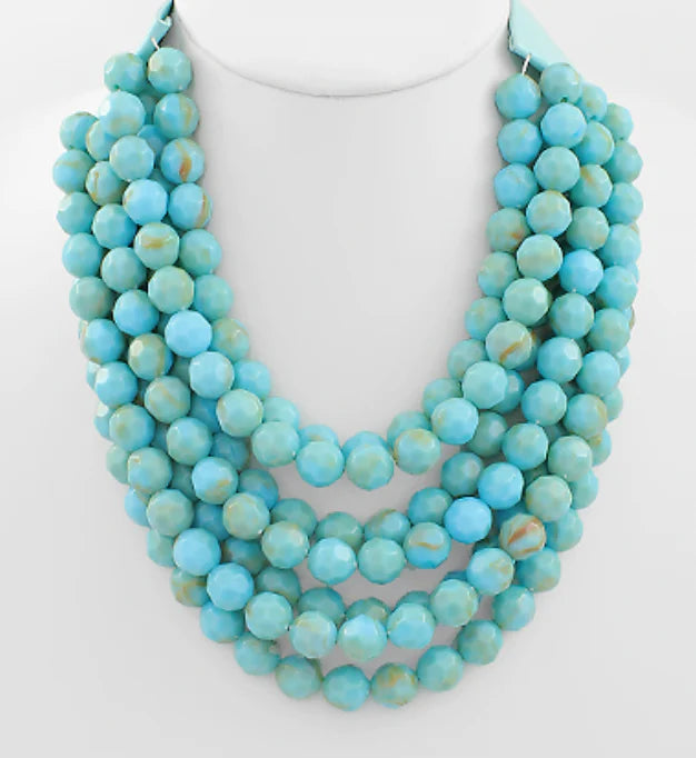 Gemstone Beaded Leather Necklace