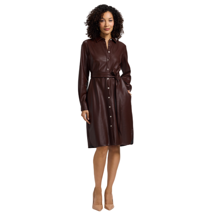 Foxcroft Rocca Chicory Coffee Leather Dress