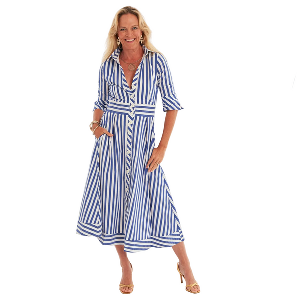 CK Bradley Monaco Dress Navy Stripe