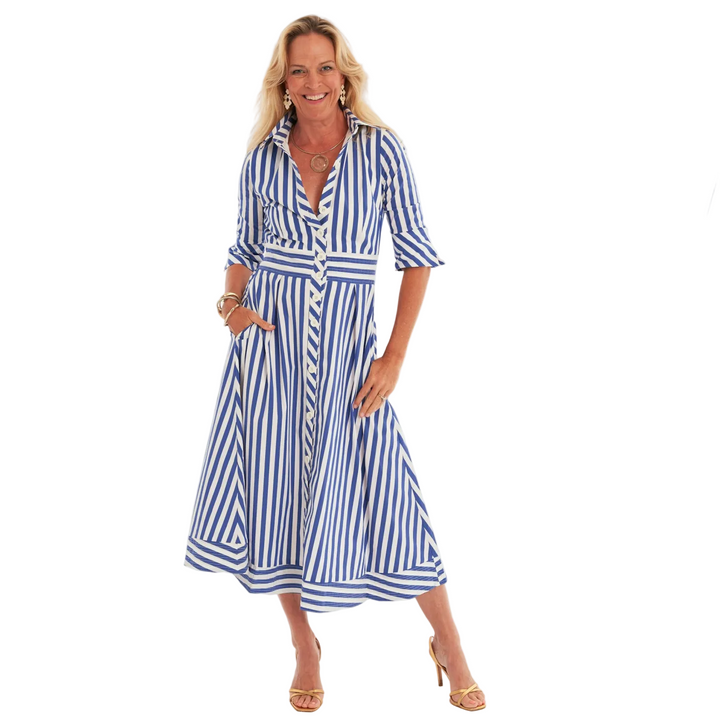 CK Bradley Monaco Dress Navy Stripe