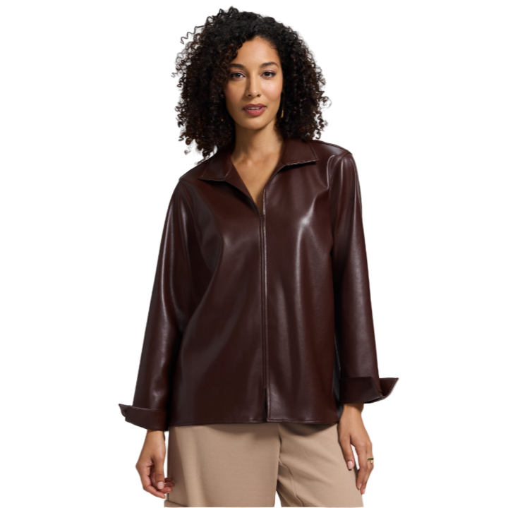 Foxcroft Agnes Chicory Coffee Leather Top