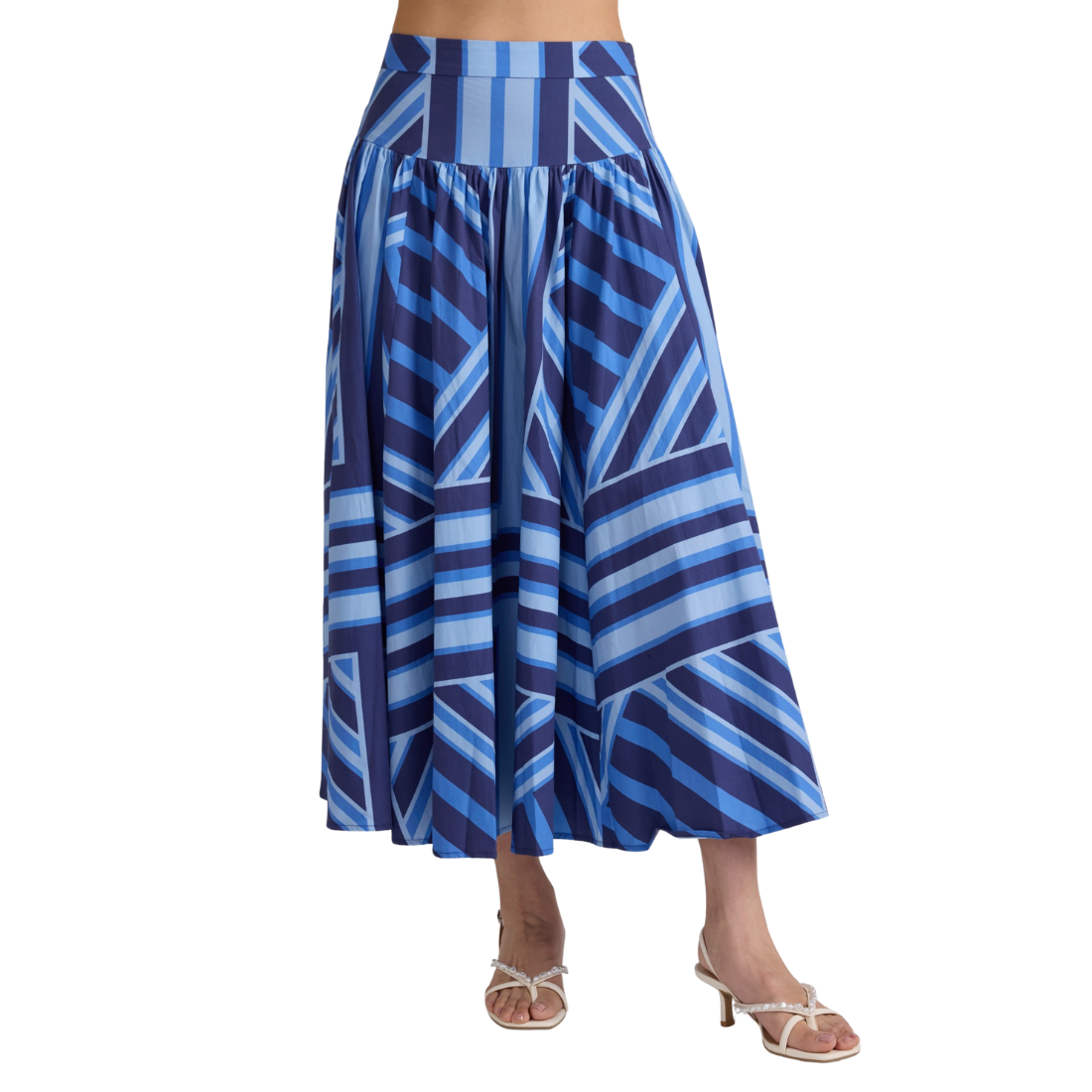 Thomas & Lourdes Edith Skirt Blue Geo Stripe