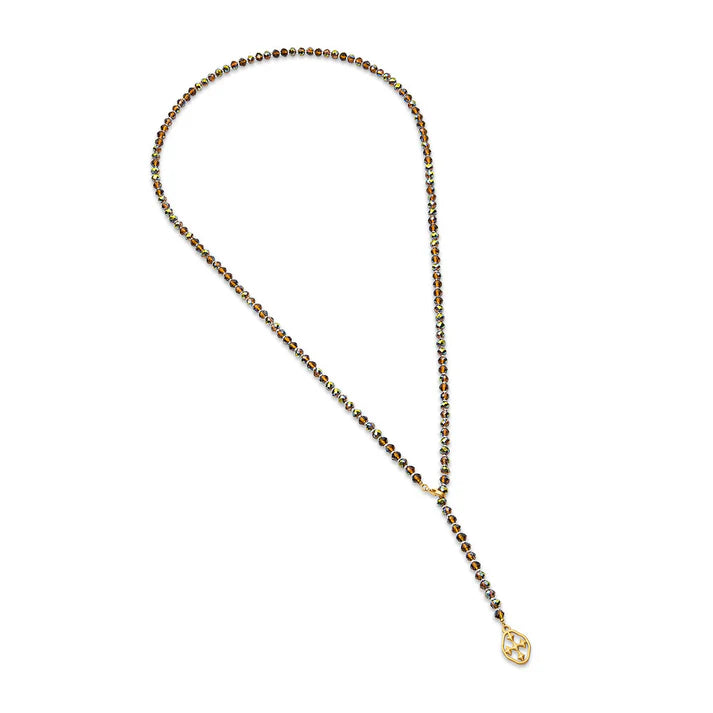 Gracewear Beaded Lariat Shield Necklace