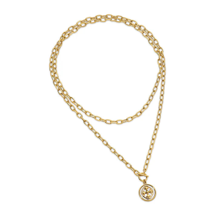 Gracewear Medallion Long Paperclip Necklace