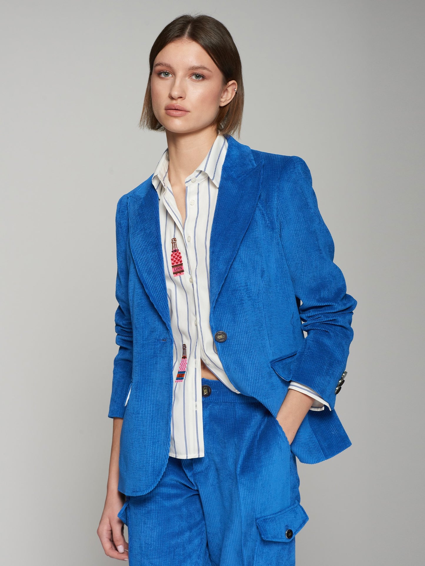 Vilagallo Blue Corduroy Blazer