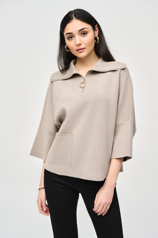 Joseph Ribkoff Jacquard Zipped Collar Sweater