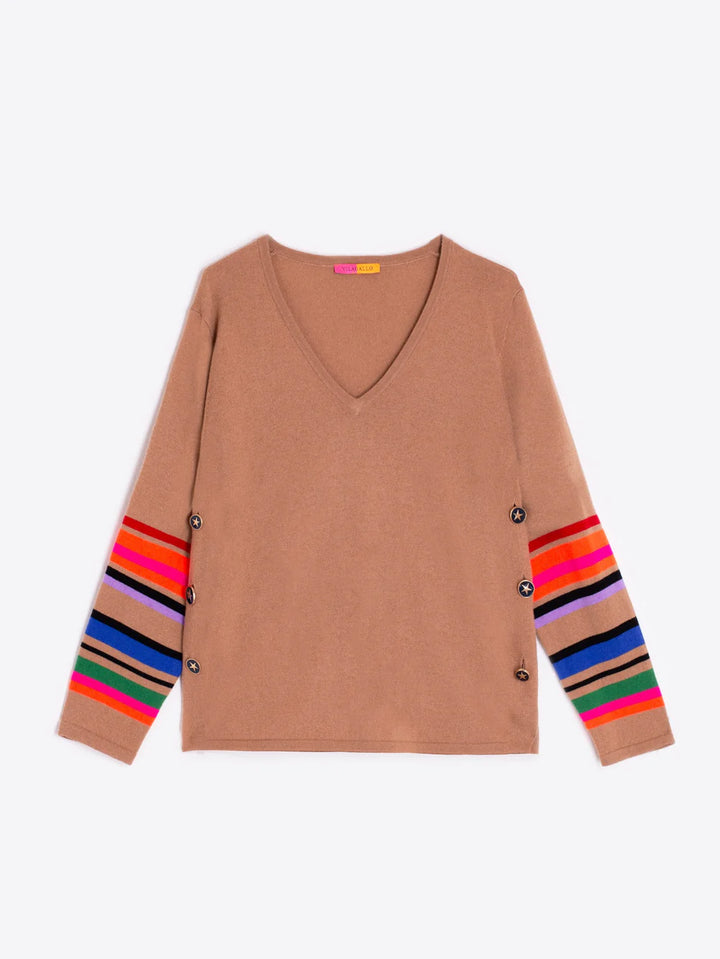 Vilagallo Button Stripe Sweater