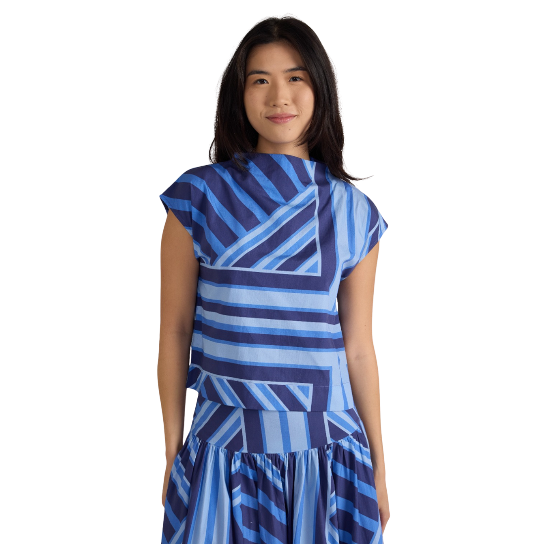 Thomas & Lourdes Sadie Top Blue Geo Stripe